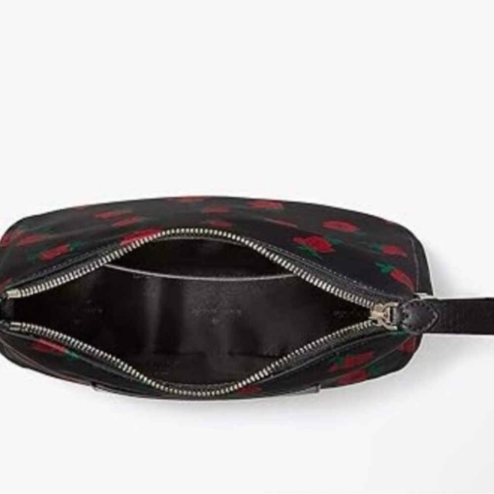kate spade Black Floral Shoulder Bag with Red Rose Print and Pouch - Picture 3 of 8